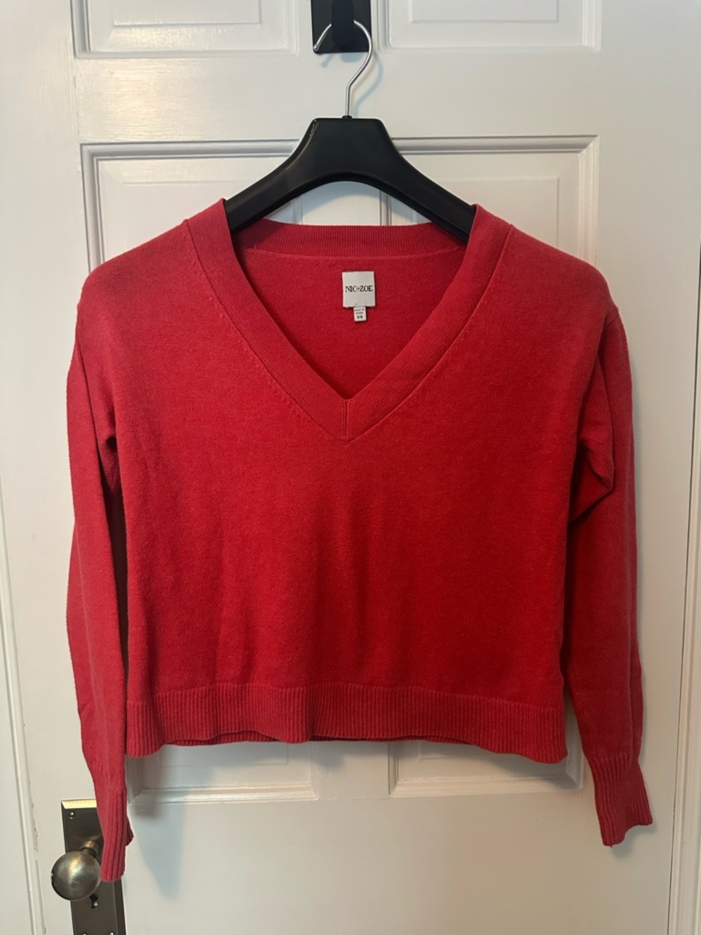 NIC+ZOE Coral-Red V-Neck Women's Sweater